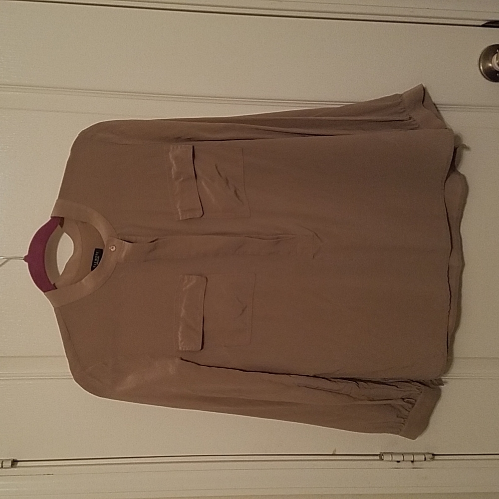 Talbots tan 100% silk blouse M